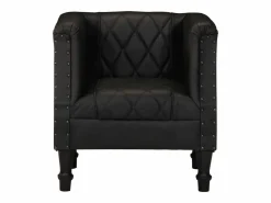 Clicnbuy Sillón De Piel|Sillón con diseño de cubo cuero de cabra auténtico