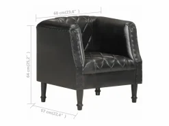 Clicnbuy Sillón De Piel|Sillón con diseño de cubo cuero de cabra auténtico