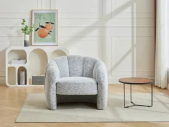 Vente-unique Sillón|Sillón con forma de concha en chenilla color DELIPO