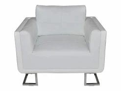 Clicnbuy Sillón con patas cromadas y cuero artificial Blanco Online
