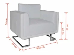 Clicnbuy Sillón con patas cromadas y cuero artificial Blanco Online