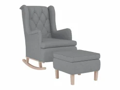 Clicnbuy Sillón con patas mecedoras y taburete de tela claro Gris Discount