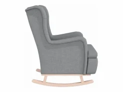 vidaxl Sillón Balancín|Sillón con patas mecedoras madera maciza caucho tela claro