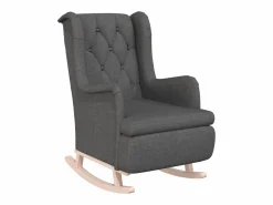 Clicnbuy Sillón con patas mecedoras madera de caucho tela oscuro Gris Discount