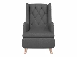 Clicnbuy Sillón con patas mecedoras madera de caucho tela oscuro Gris Discount