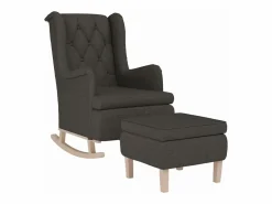 Clicnbuy Sillón Balancín|Sillón con patas mecedoras y taburete de tela oscuro