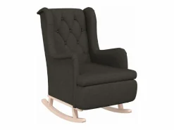 Clicnbuy Sillón Balancín|Sillón con patas mecedoras y taburete de tela oscuro