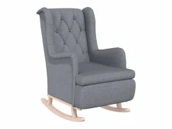 Sillón con patas mecedoras y taburete de tela claro^vidaxl Best