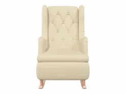 Sillón con patas mecedoras madera maciza caucho y tela^Clicnbuy New