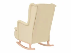 Sillón con patas mecedoras madera maciza caucho y tela^Clicnbuy New