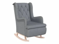 Clicnbuy Sillón Balancín|Sillón con patas mecedoras madera maciza caucho tela claro