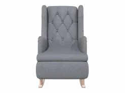 Clicnbuy Sillón Balancín|Sillón con patas mecedoras madera maciza caucho tela claro