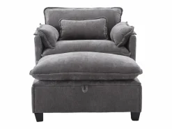 Sillón con reposapiés con almacenamiento y cojín - Tela de chenilla -^Hauss Spole Sale