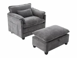 Sillón con reposapiés con almacenamiento y cojín - Tela de chenilla -^Hauss Spole Sale