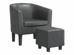 Sillón con taburete cuero sintético^vidaxl Best