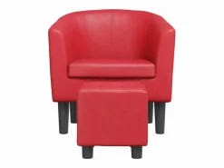 Clicnbuy Sillón Estilo Cabriolet|Sillón con taburete cuero sintético