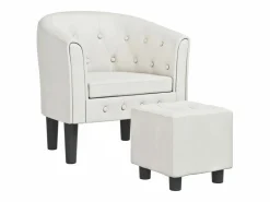 Clicnbuy Sillón Estilo Cabriolet|Sillón con taburete cuero sintético