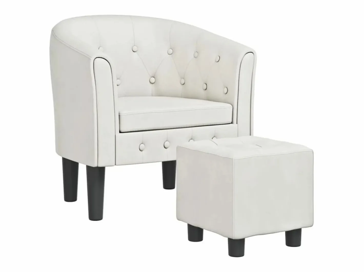 Clicnbuy Sillón Estilo Cabriolet|Sillón con taburete cuero sintético