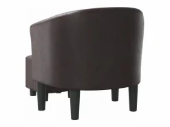 vidaxl Sillón Estilo Cabriolet|Sillón con taburete cuero sintético marrón