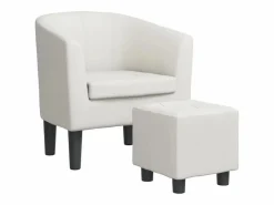 Sillón con taburete cuero sintético^Clicnbuy