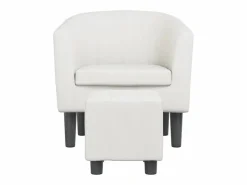 Sillón con taburete cuero sintético^Clicnbuy