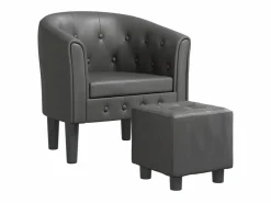 Clicnbuy Sillón Estilo Cabriolet|Sillón con taburete cuero sintético