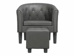 Clicnbuy Sillón Estilo Cabriolet|Sillón con taburete cuero sintético