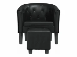 Clicnbuy Sillón con taburete cuero sintético Negro Hot