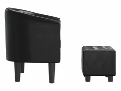 Clicnbuy Sillón con taburete cuero sintético Negro Hot