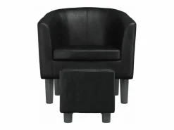 Sillón con taburete cuero sintético^Clicnbuy Outlet