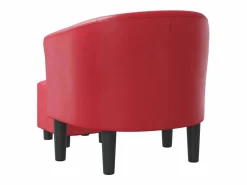 vidaxl Sillón con taburete cuero sintético Rojo