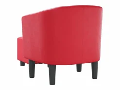 vidaxl Sillón con taburete cuero sintético Rojo