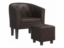 Clicnbuy Sillón con taburete cuero sintético marrón Marru00f3n Sale