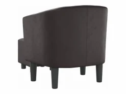 Sillón con taburete cuero sintético marrón^Clicnbuy Sale