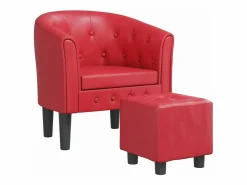 Clicnbuy Sillón Estilo Cabriolet|Sillón con taburete cuero sintético