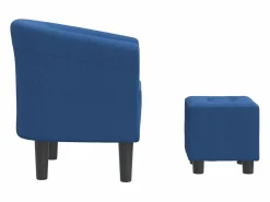 vidaxl Sillón con taburete tela Azul Sale