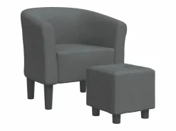 vidaxl Sillón con taburete tela oscuro Gris Sale