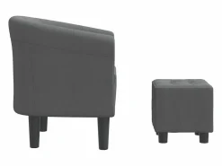 vidaxl Sillón con taburete tela oscuro Gris Sale