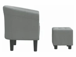 vidaxl Sillón Estilo Cabriolet|Sillón con taburete tela claro