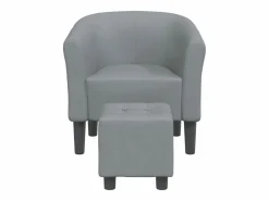 Sillón con taburete tela claro^Clicnbuy New
