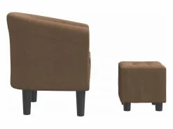 Sillón con taburete tela marrón^Clicnbuy Sale