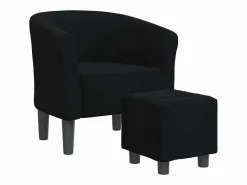 Clicnbuy Sillón con taburete tela negra Negro Discount