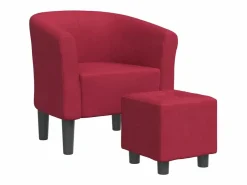 vidaxl Sillón con taburete tela tinto Rojo Best
