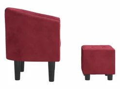 Sillón con taburete terciopelo tinto^vidaxl Sale
