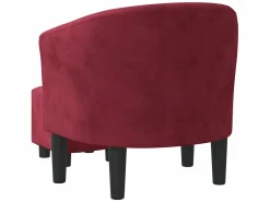 Sillón Estilo Cabriolet|Sillón con taburete terciopelo tinto ES15486