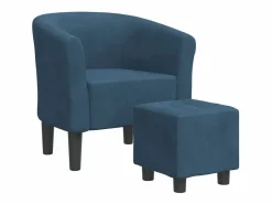 Clicnbuy Sillón Estilo Cabriolet|Sillón con taburete terciopelo oscuro