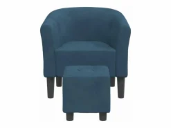 Clicnbuy Sillón Estilo Cabriolet|Sillón con taburete terciopelo oscuro