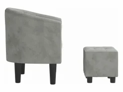 Clicnbuy Sillón con taburete terciopelo claro Gris Hot
