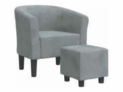 Sillón con taburete terciopelo oscuro^vidaxl