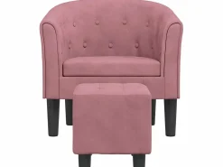 Sillón con taburete terciopelo ES350159 Rosa Outlet